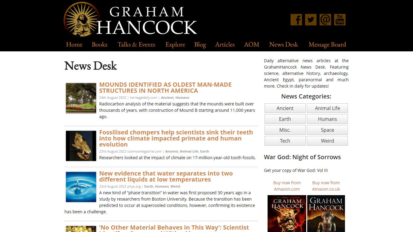 News Desk - Graham Hancock Official Website