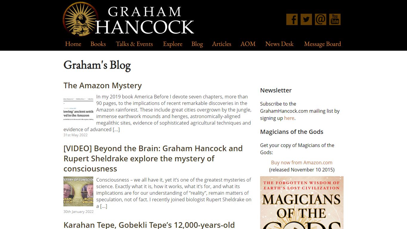 Graham Hancock's Offical Blog - Graham Hancock Official Website